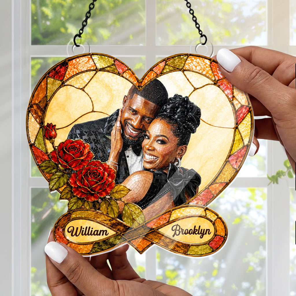 Custom Photo Stained Glass Infinity Love - Personalized Acrylic Suncatcher