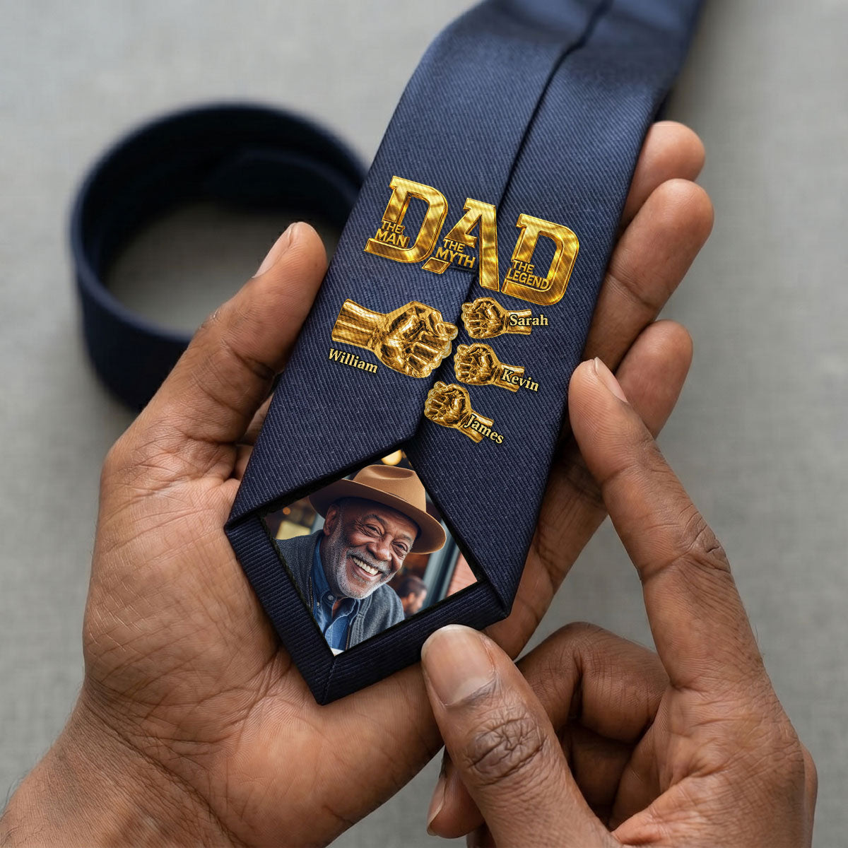 Proud Black Dad - Personalized Men Tie