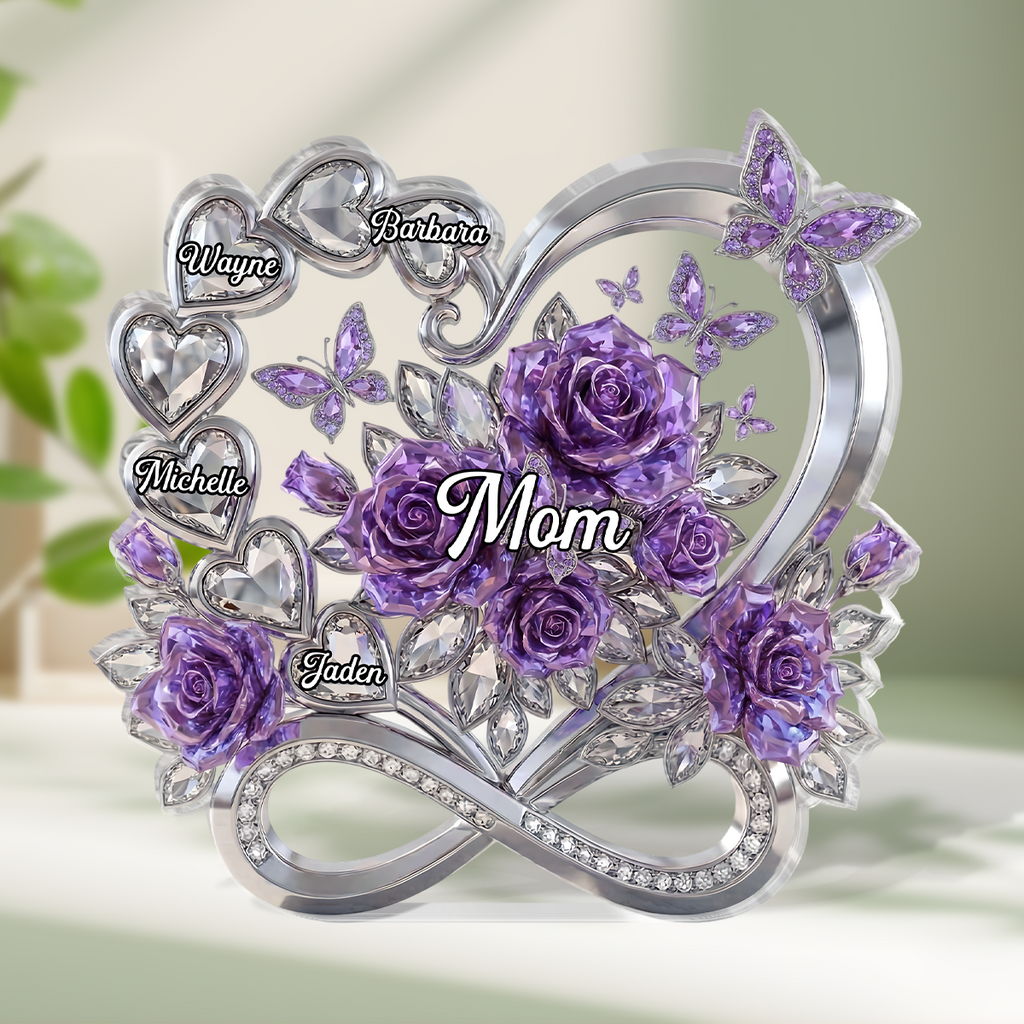 Heart Infinity With Roses - Personalized Custom Shaped Acrylic Plaque
