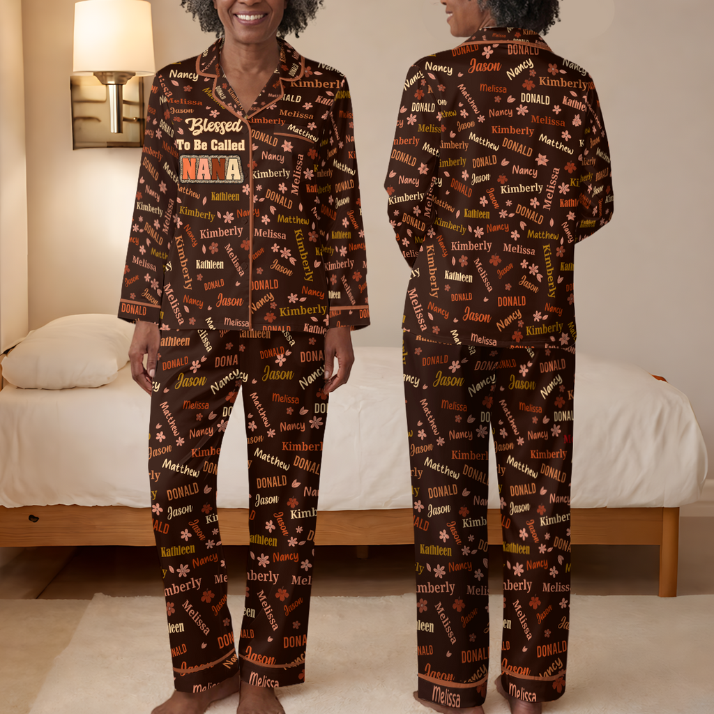 Blessed To Be Called Grandma - Personalized Satin PJM Set