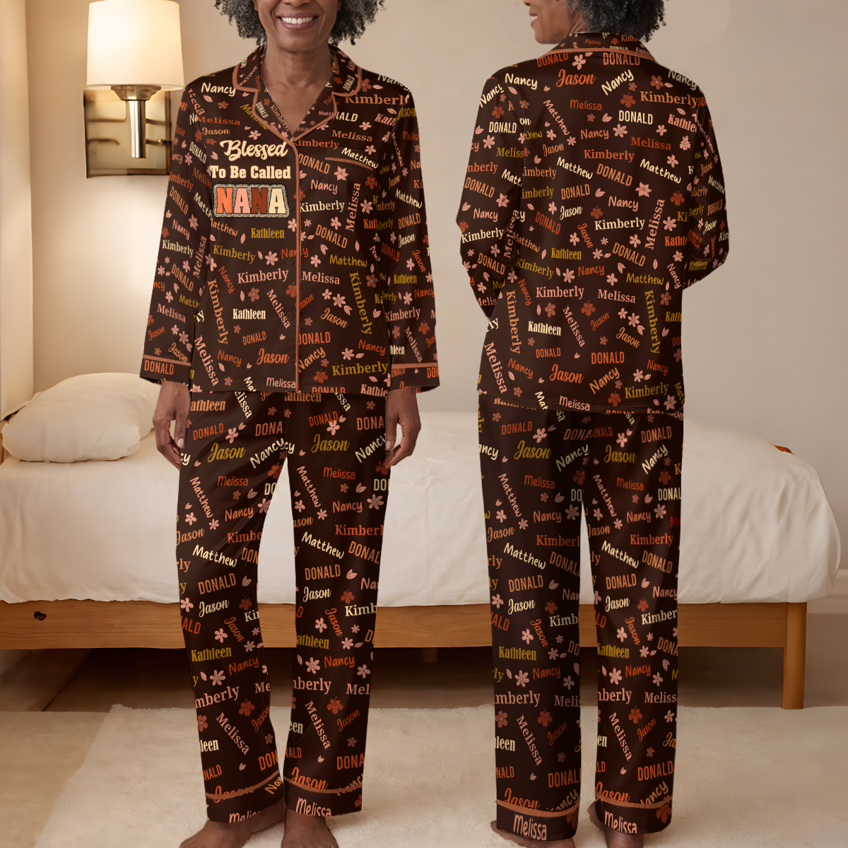 Blessed To Be Called Grandma - Personalized Satin PJM Set