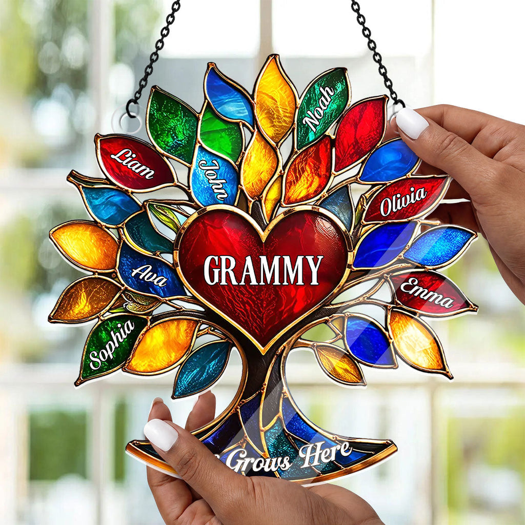 Love Grows Here - Personalized Acrylic Suncatcher