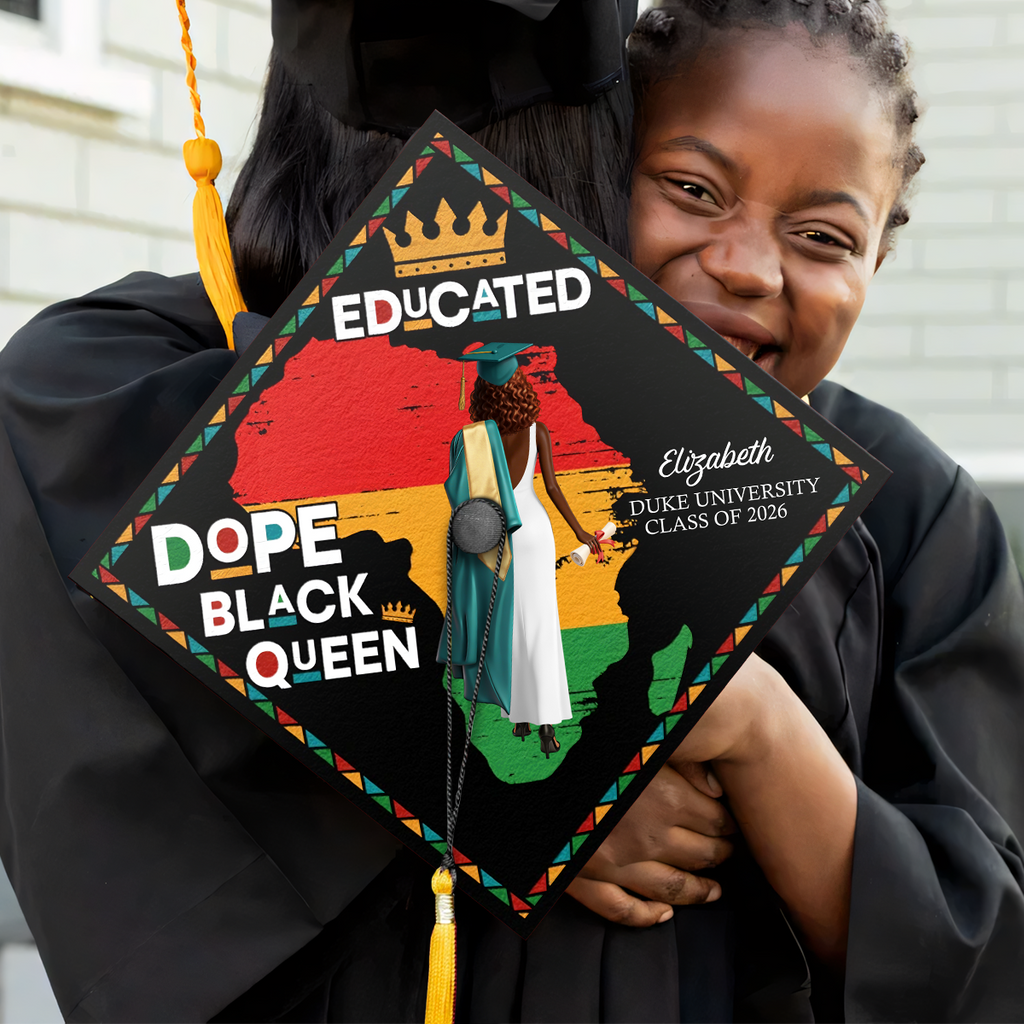 Dope Black Queen - Personalized Graduation Cap Topper