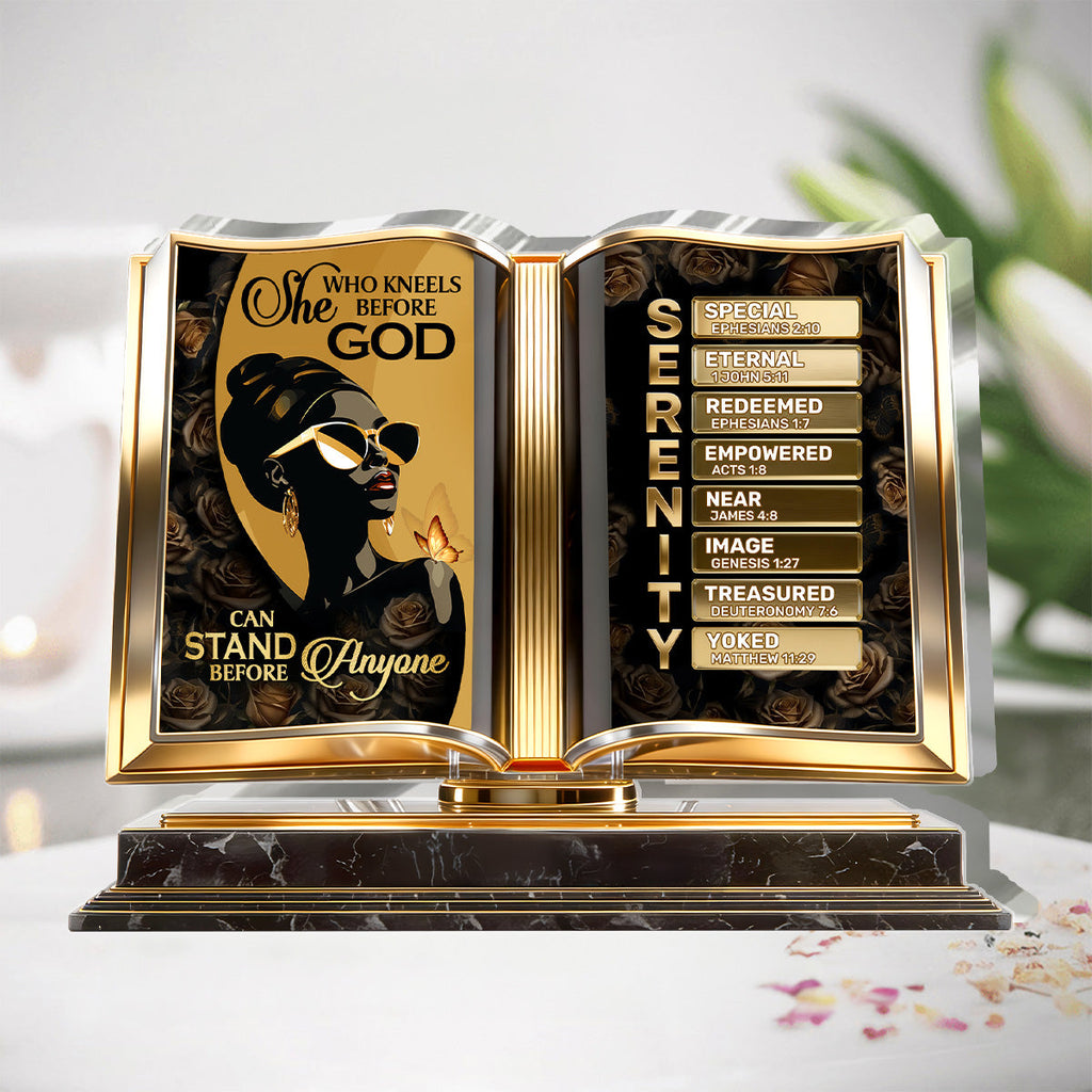 She Who Kneels Before God Can Stand Before Anyone - Personalized Custom Shaped Acrylic Plaque