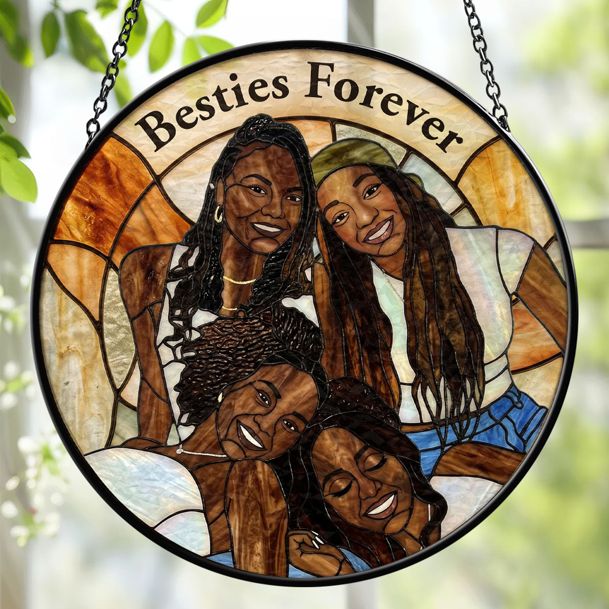 Besties Forever - Personalized Stained Glass Window Hanging Suncatcher