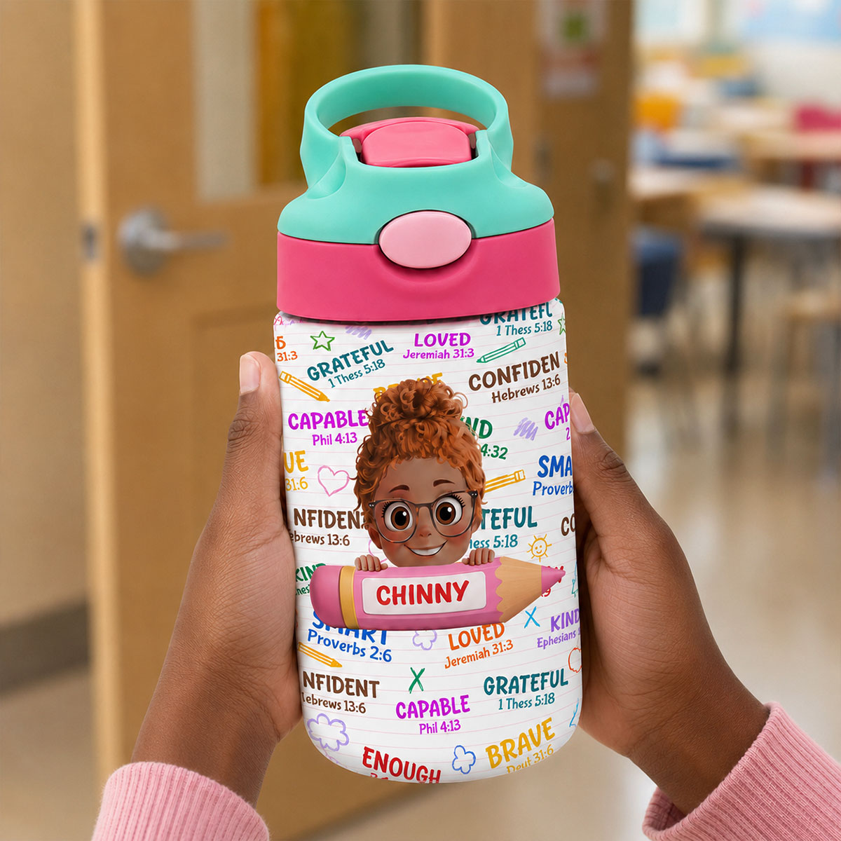 God Says I Am - Personalized Kid Water Bottle