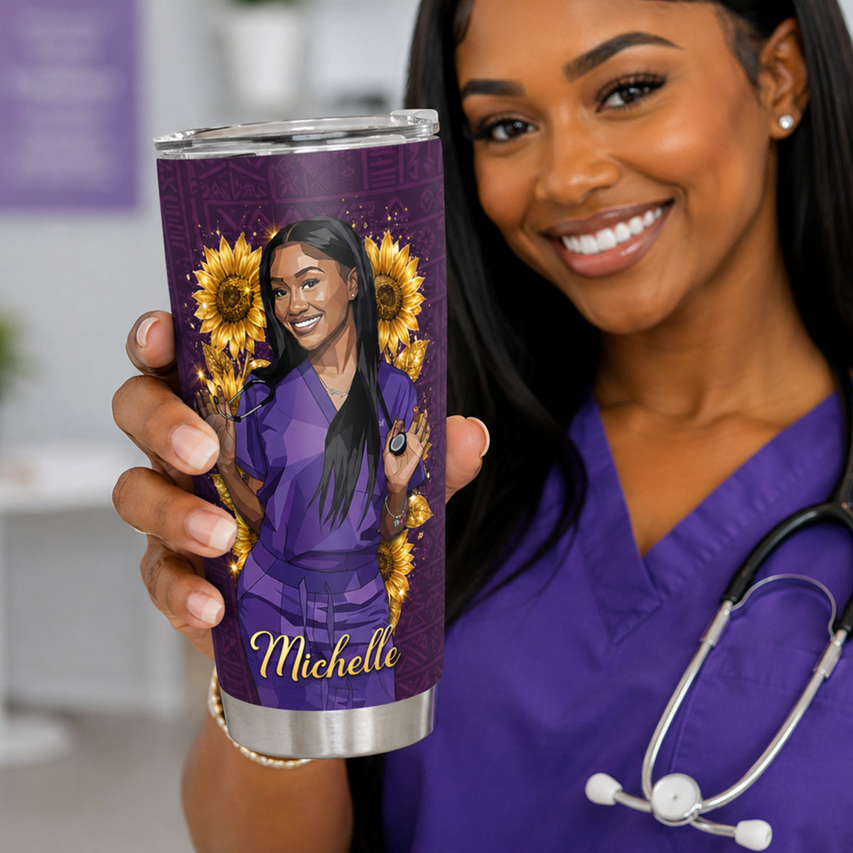 Living Her Best Life As A Nurse - Personalized Stainless Steel Tumbler