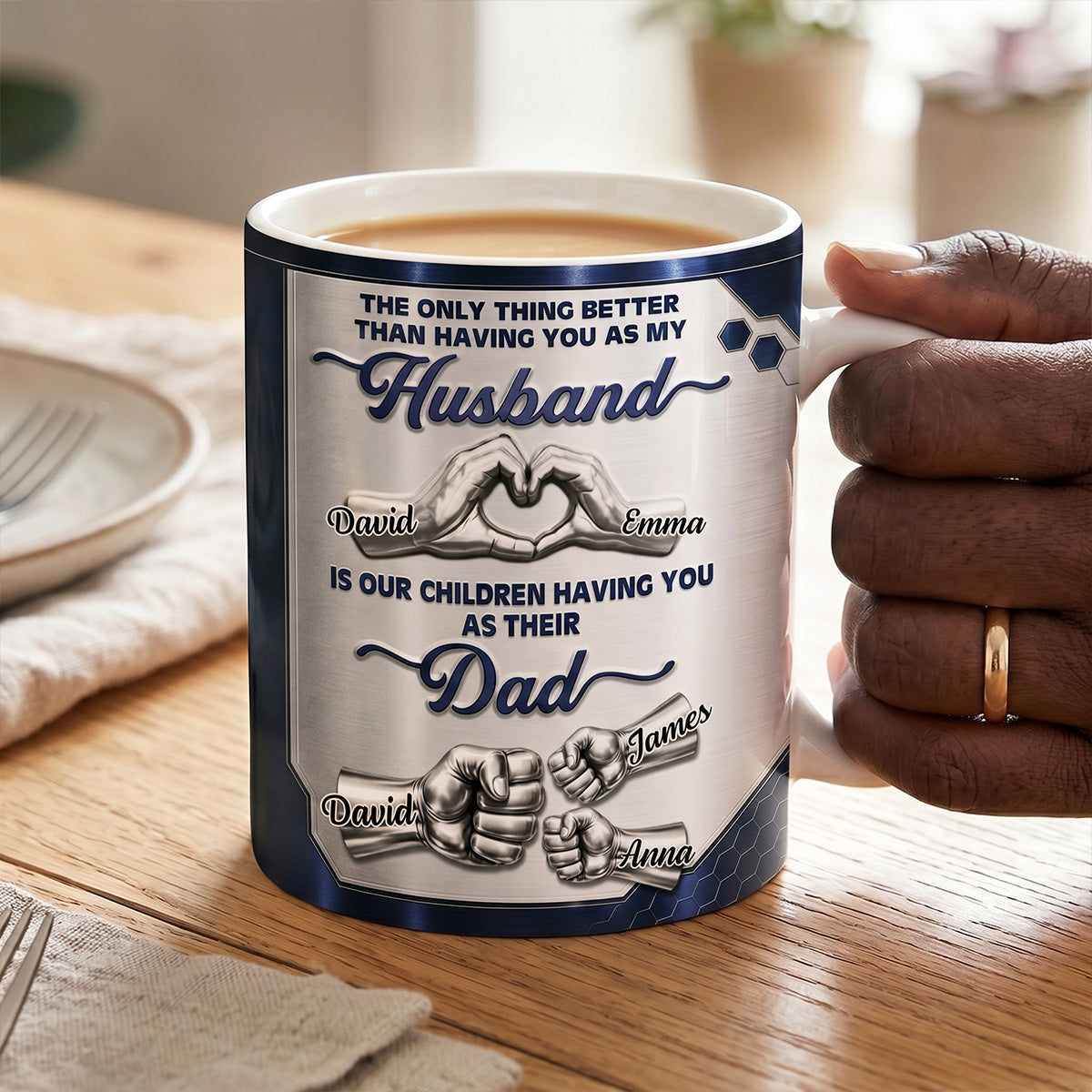 The Only Thing Having You As My Husband Family Hands Ver 1 - Personalized Ceramic Coffee Mug