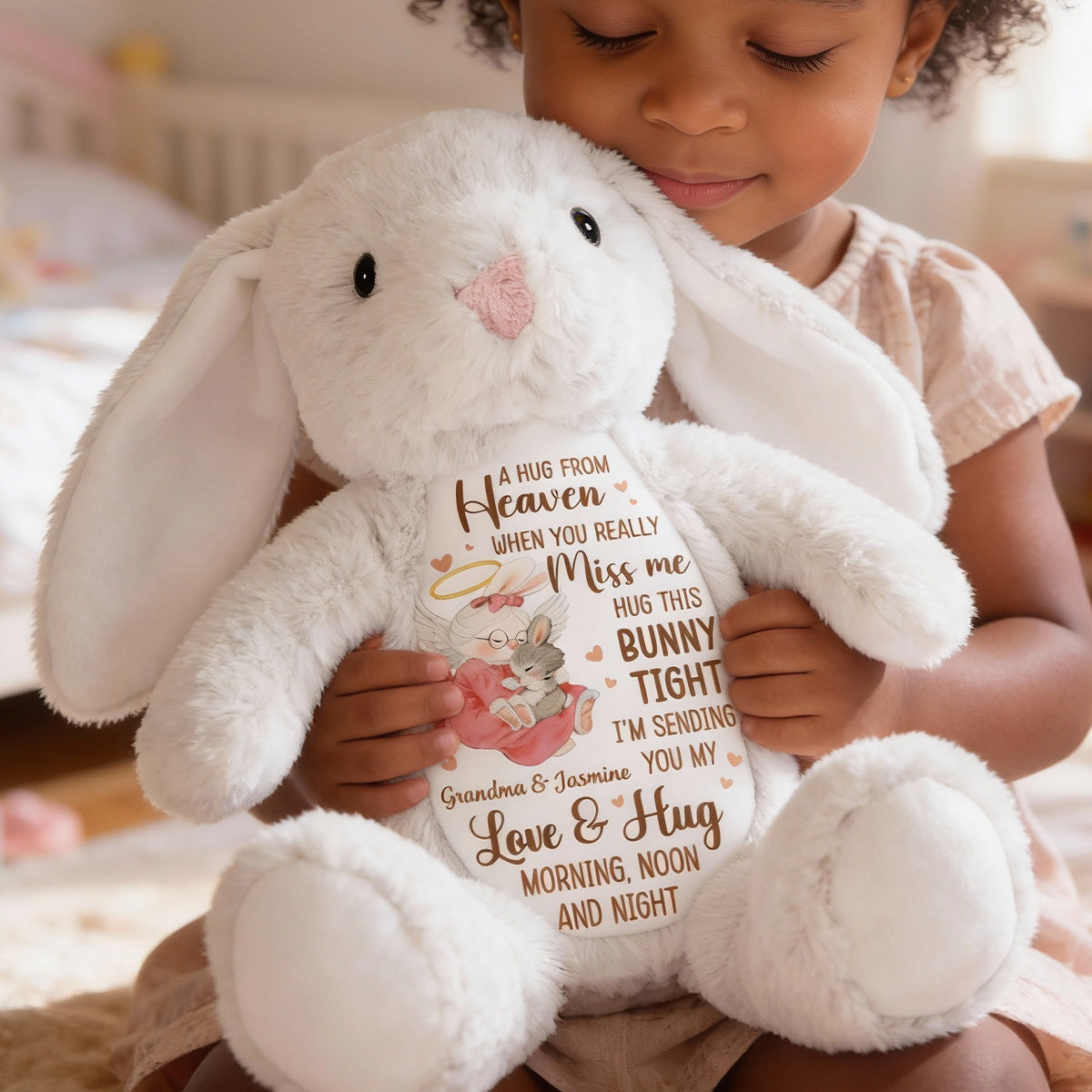 A Hug From Heaven - Personalized Stuffed Bunny