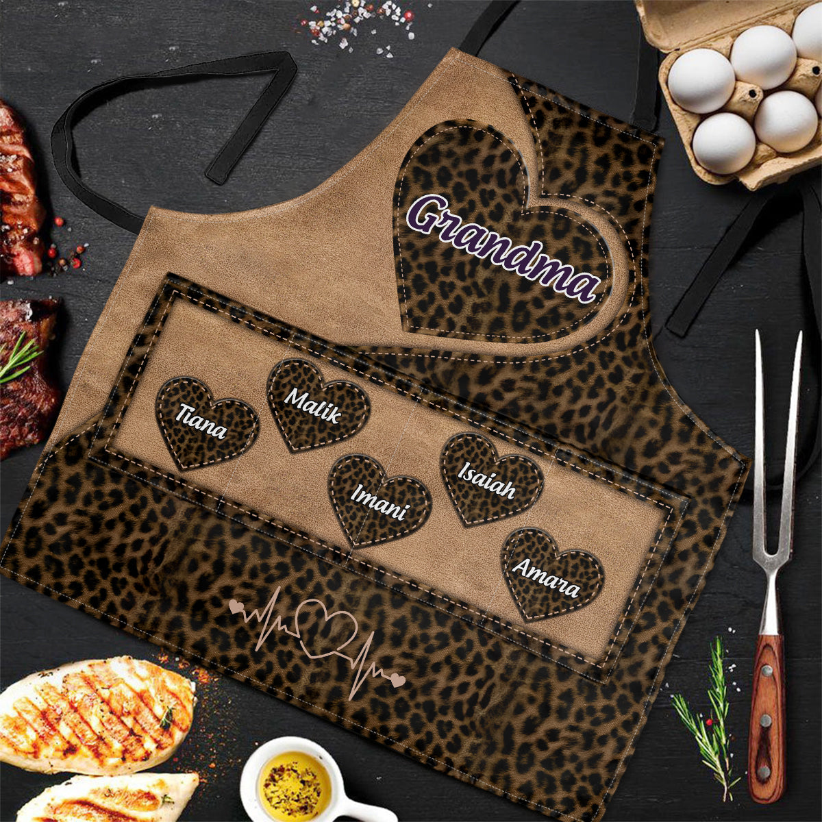 Grandma's Heart - Personalized Apron With Pocket