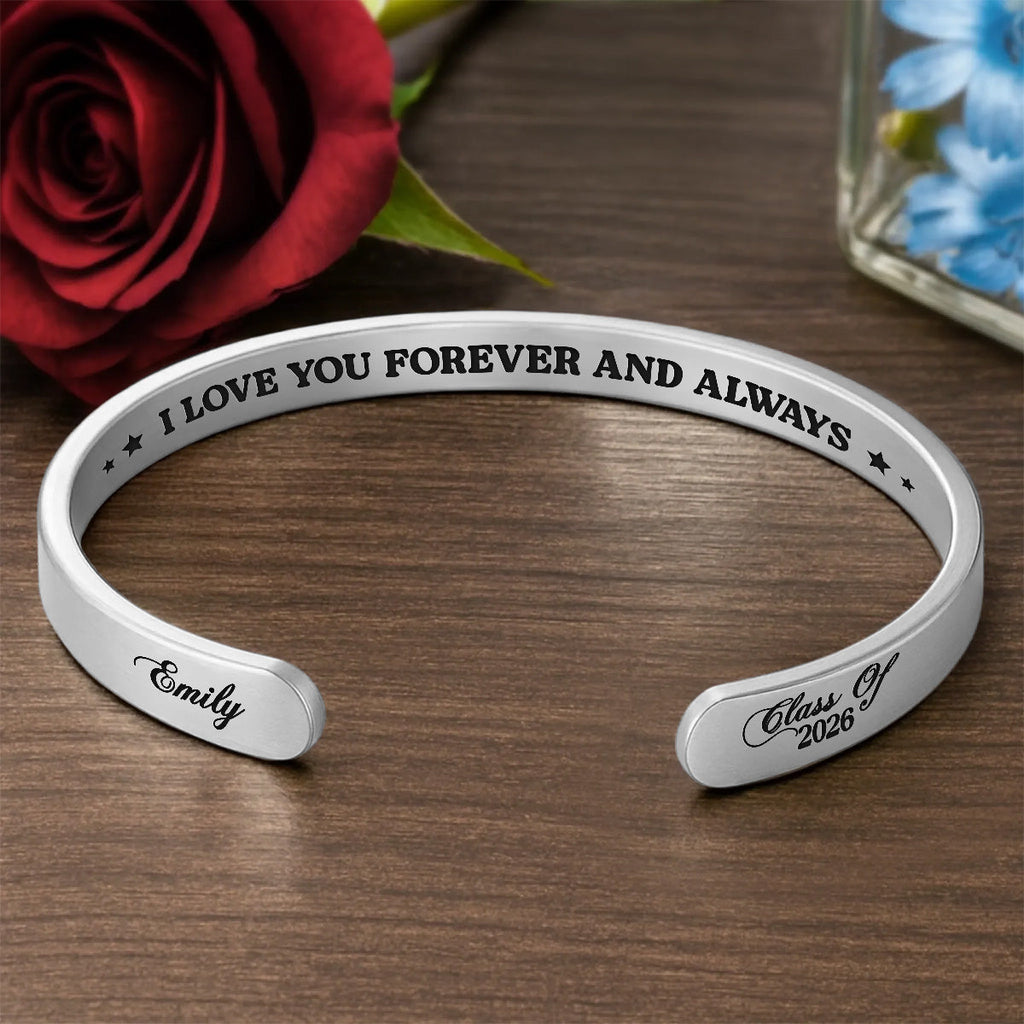 I'm In Heaven But I Won't Miss This Day - Personalized Cuff Bangle Bracelet With Box