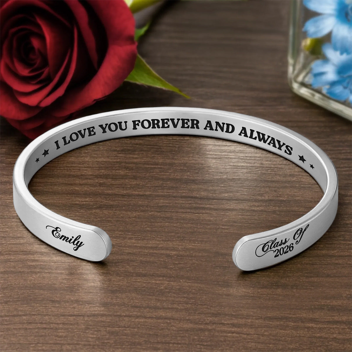 I'm In Heaven But I Won't Miss This Day - Personalized Cuff Bangle Bracelet With Box