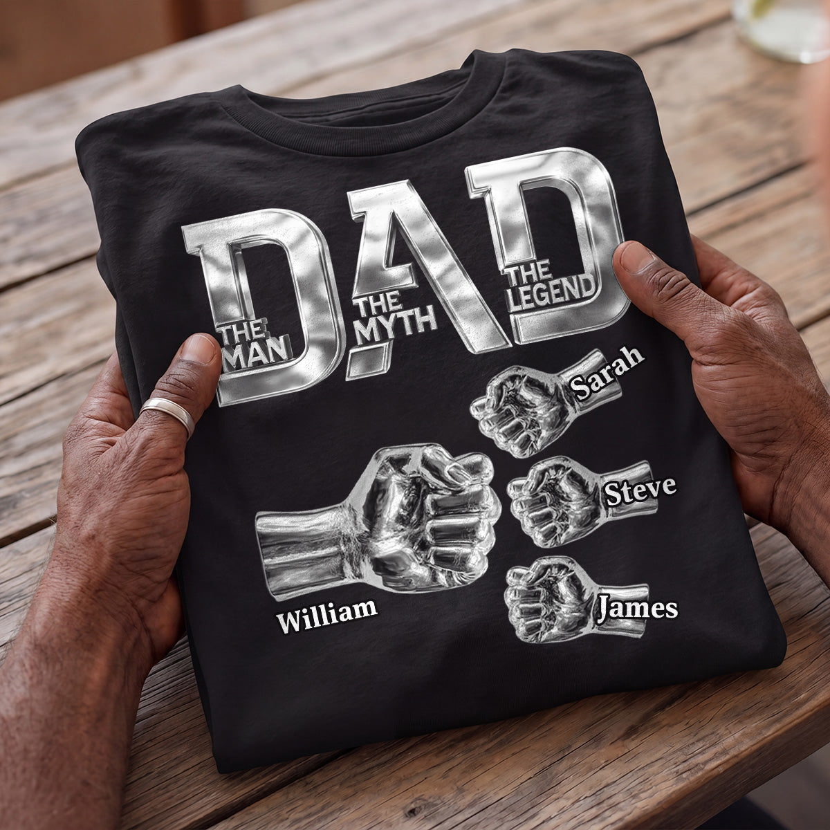 Dad The Man The Myth The Legend - Personalized 2D Unisex T-shirt