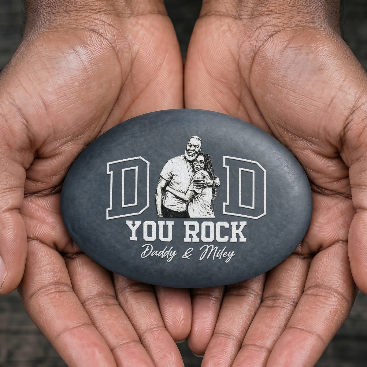 Custom Photo Pencil Sketch You Rock - Personalized Printed Rock