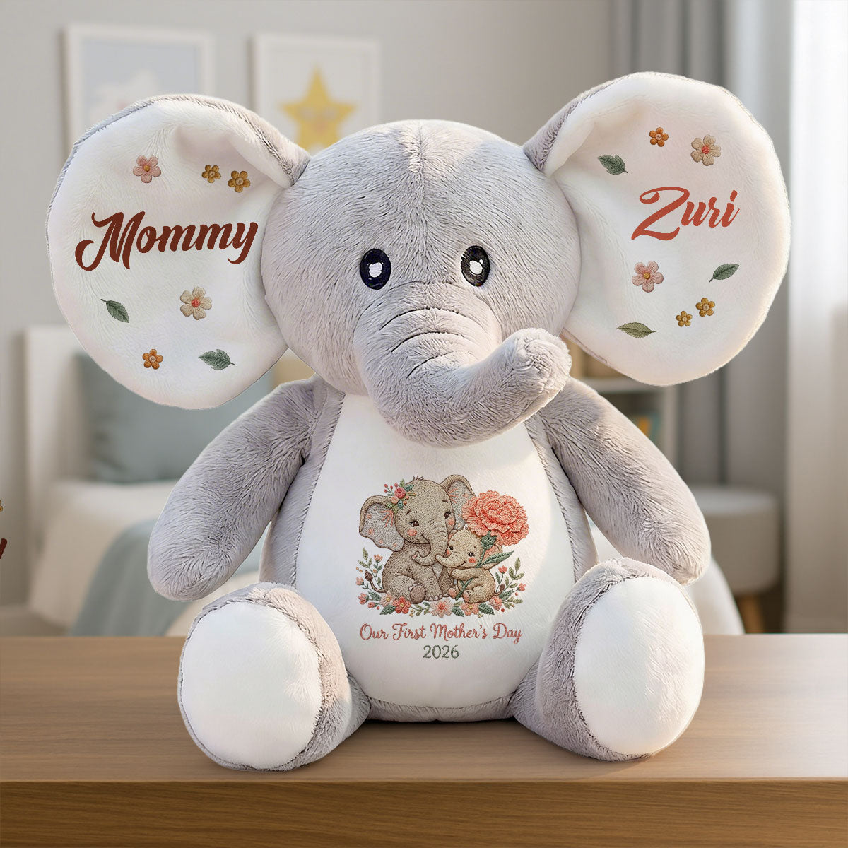 Our First Mother's Day - Personalized Stuffed Elephant