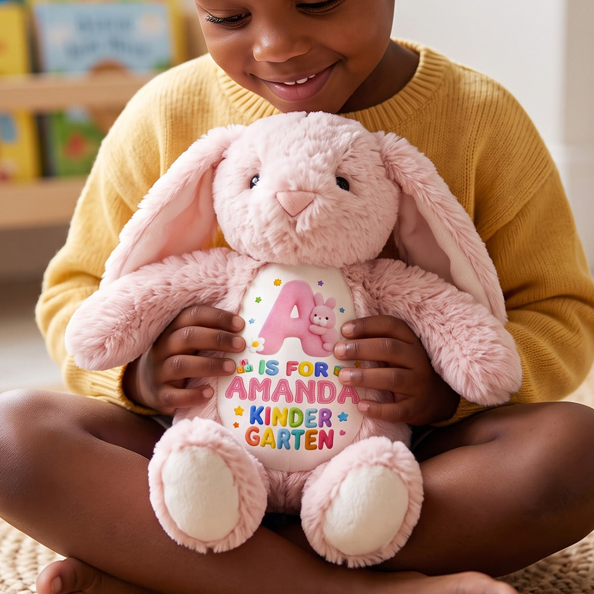 Fluffy Alphabet Back To School - Personalized Stuffed Bunny