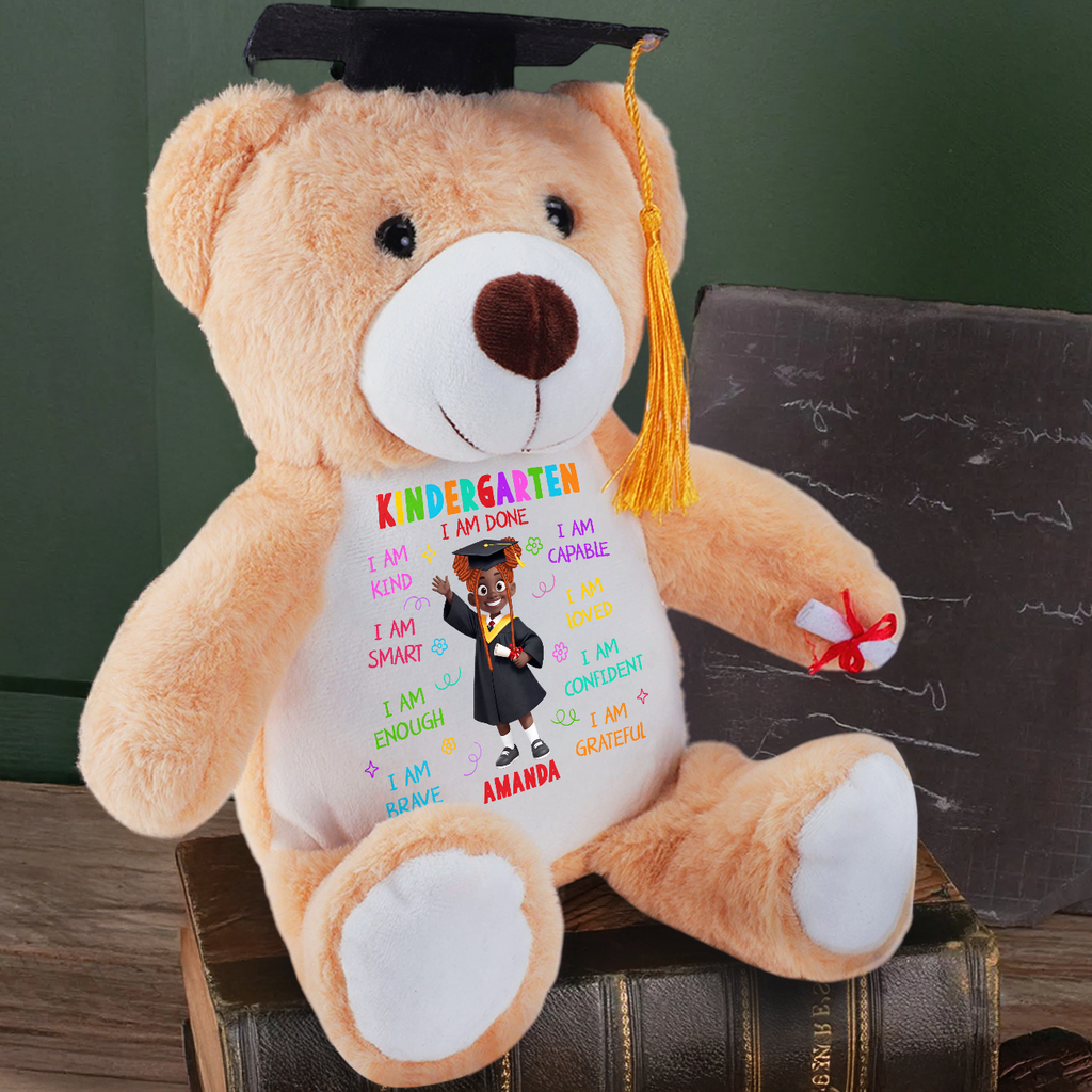 Kindergarten I Am Done - Personalized Graduation Teddy Bear