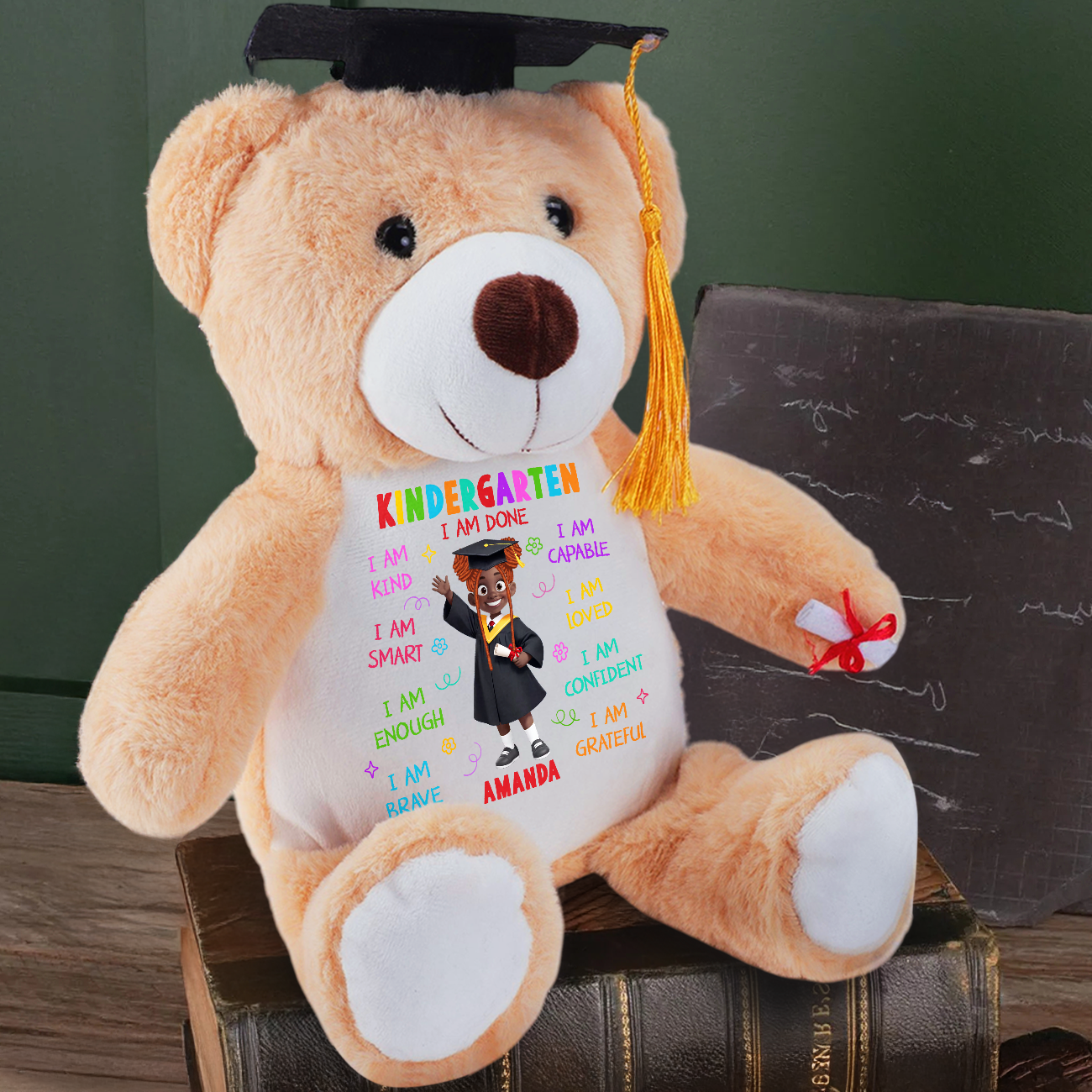 Kindergarten I Am Done - Personalized Graduation Teddy Bear