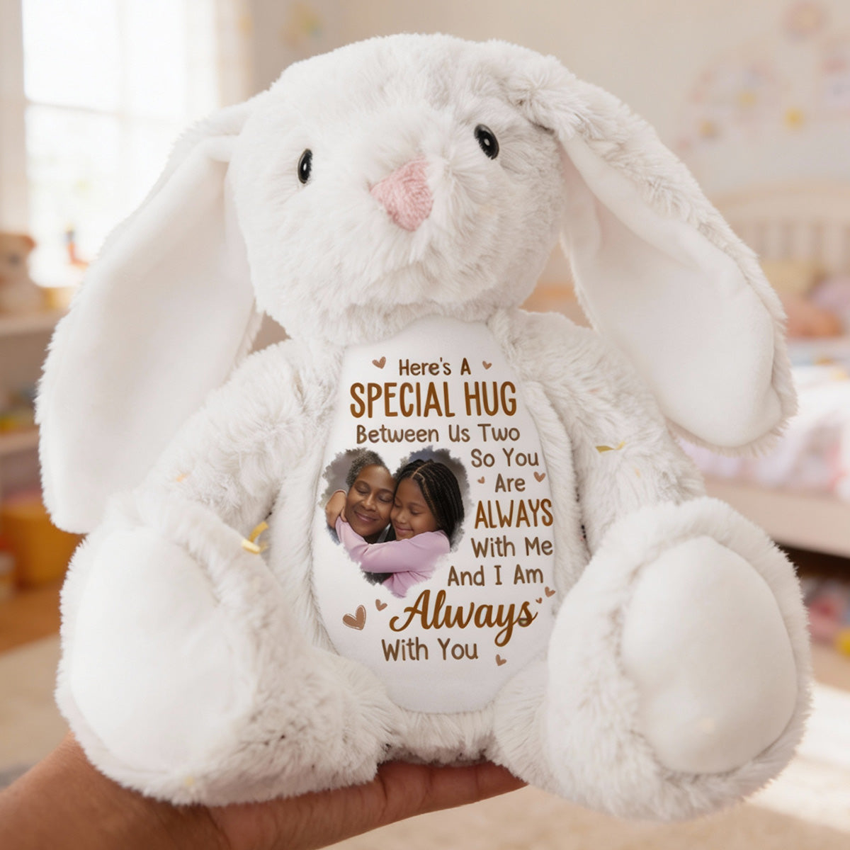 Here's A Special Hug Between Us Two - Personalized Stuffed Bunny