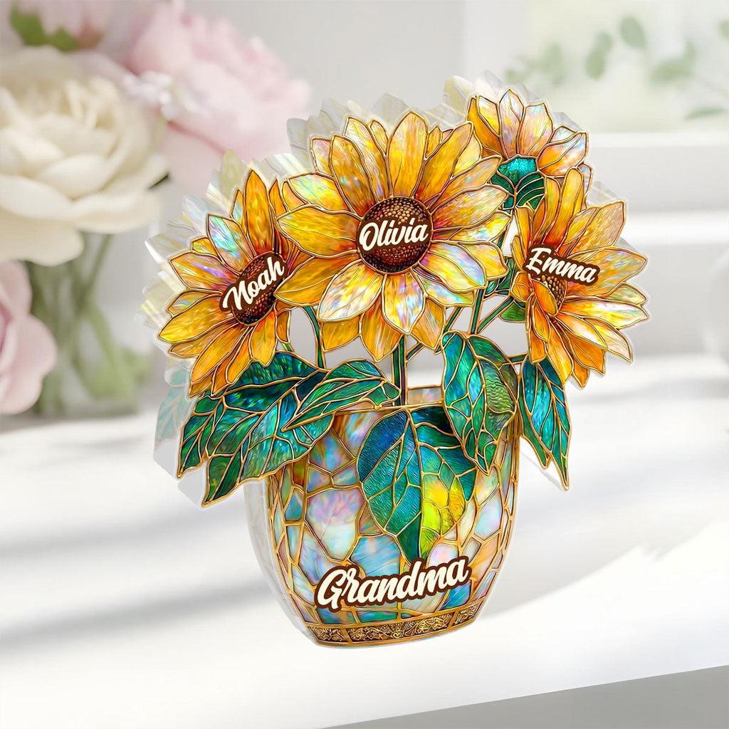 Sunflower Love For Grandma - Personalized Custom Shaped Acrylic Plaque