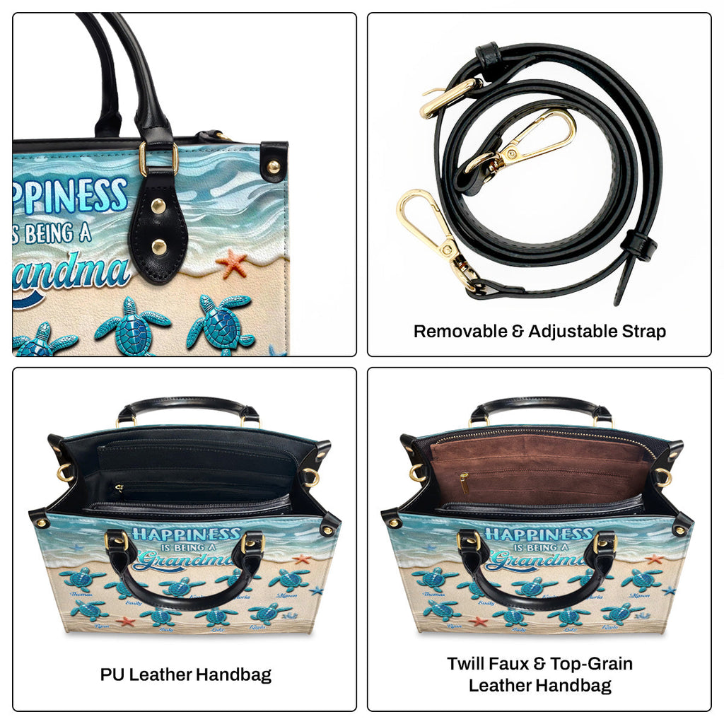 Happiness Is Being A Grandma - Personalized Leather Handbag