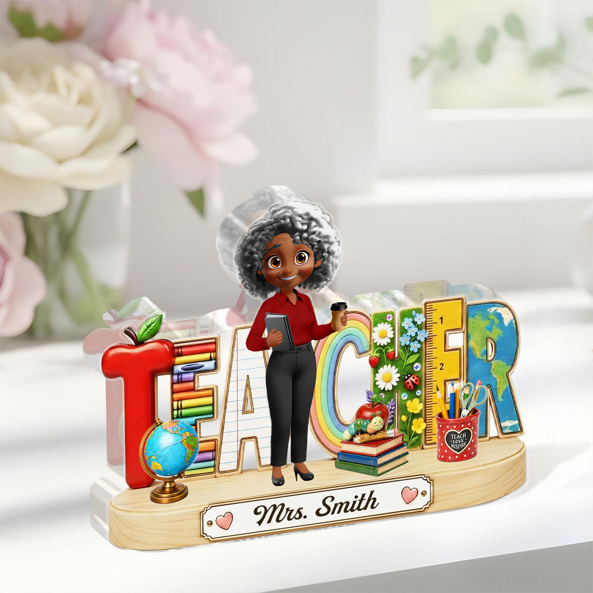 Cute Teacher Things Back To School - Personalized Custom Shaped Acrylic Plaque