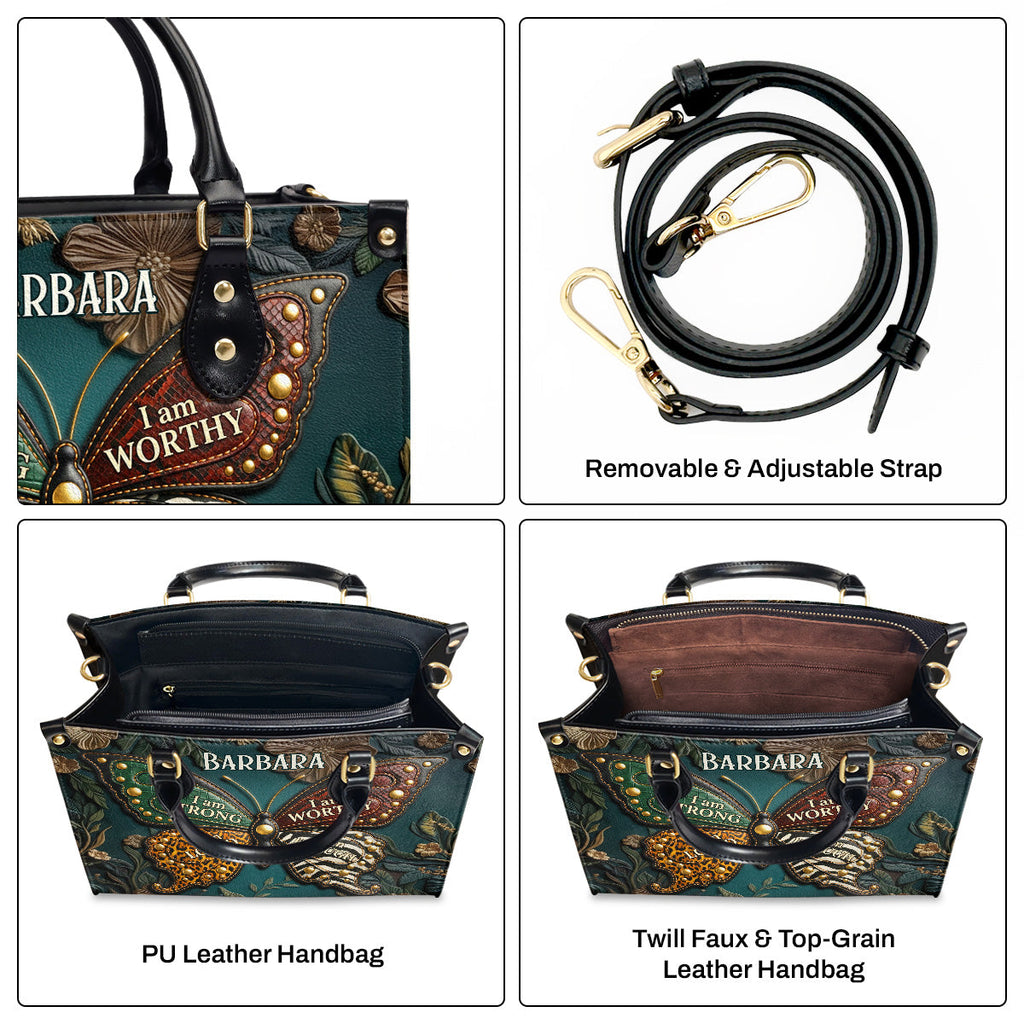 I Am Strong - Personalized Leather Handbag