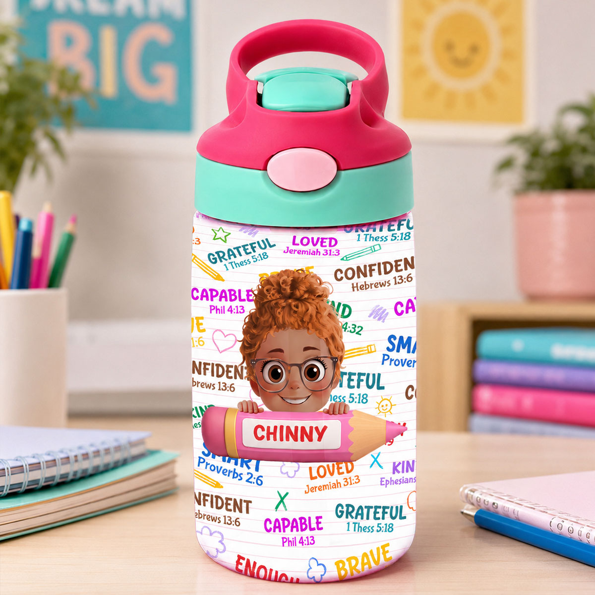 God Says I Am - Personalized Kid Water Bottle