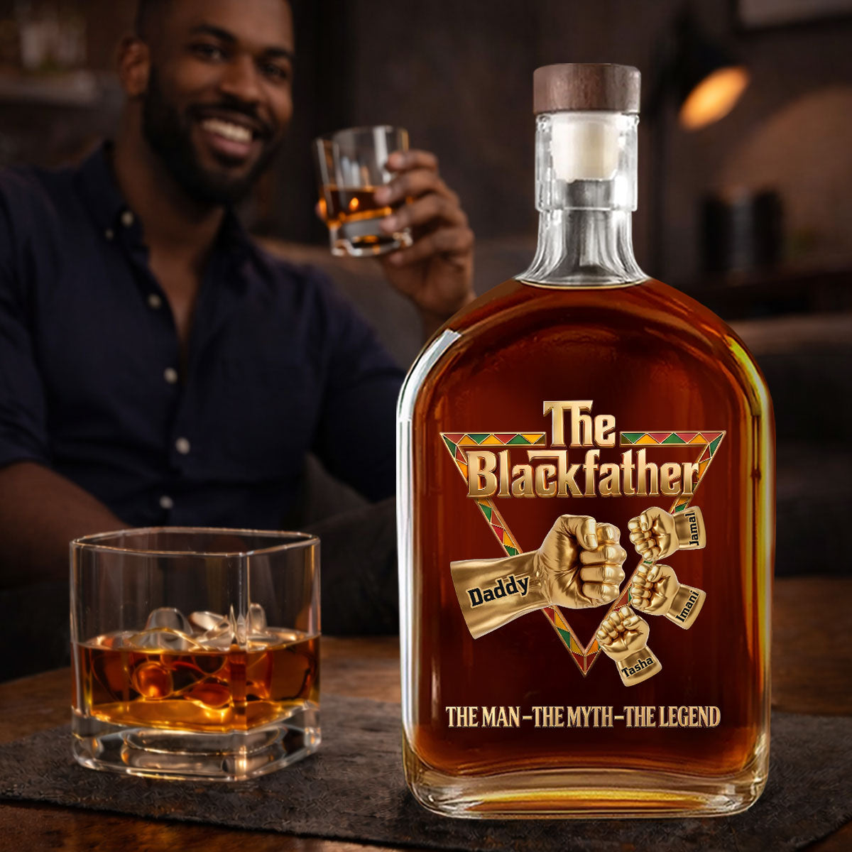 The Black Father - Personalized Whiskey Bottle