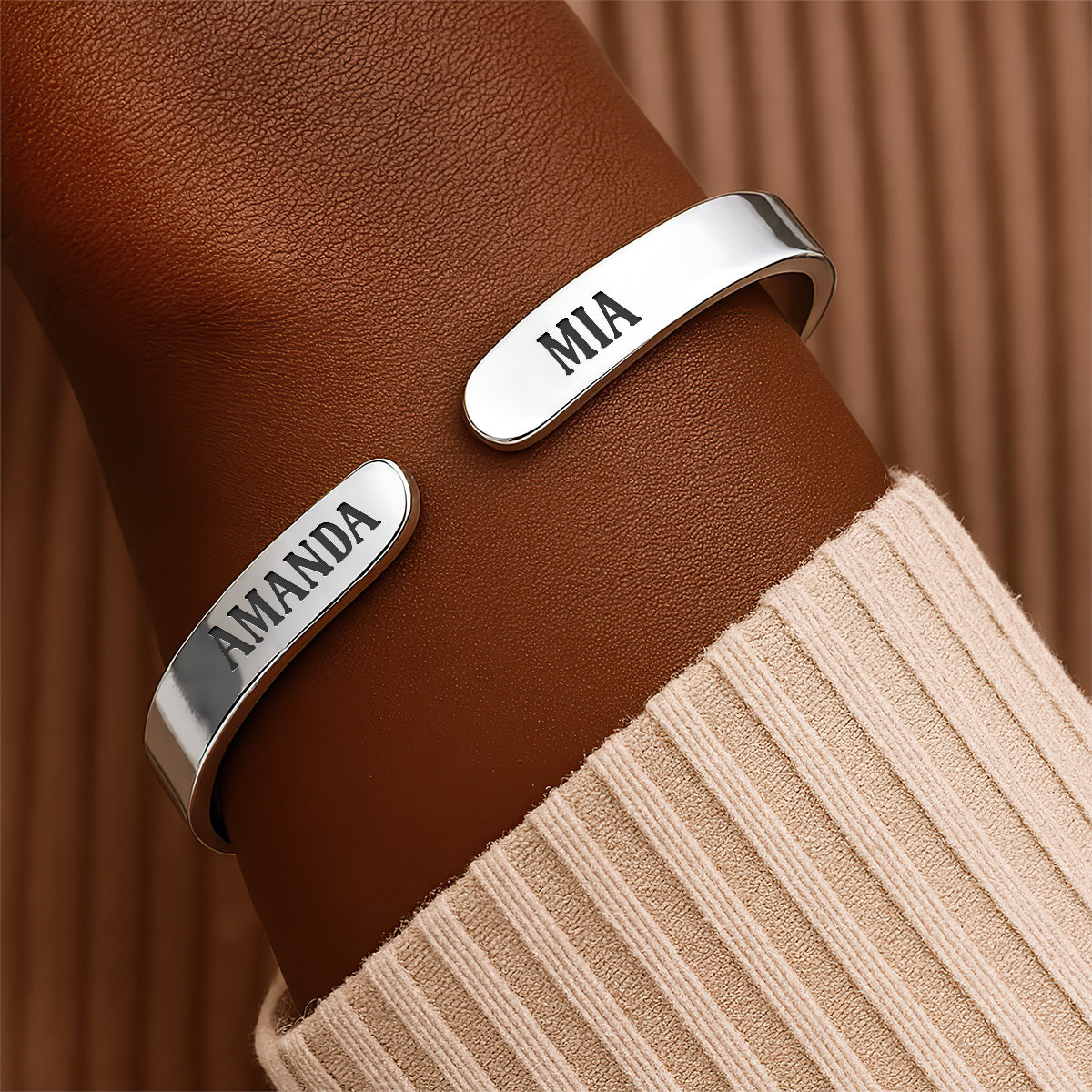 Sister Forever - Personalized Cuff Bangle Bracelet With Box