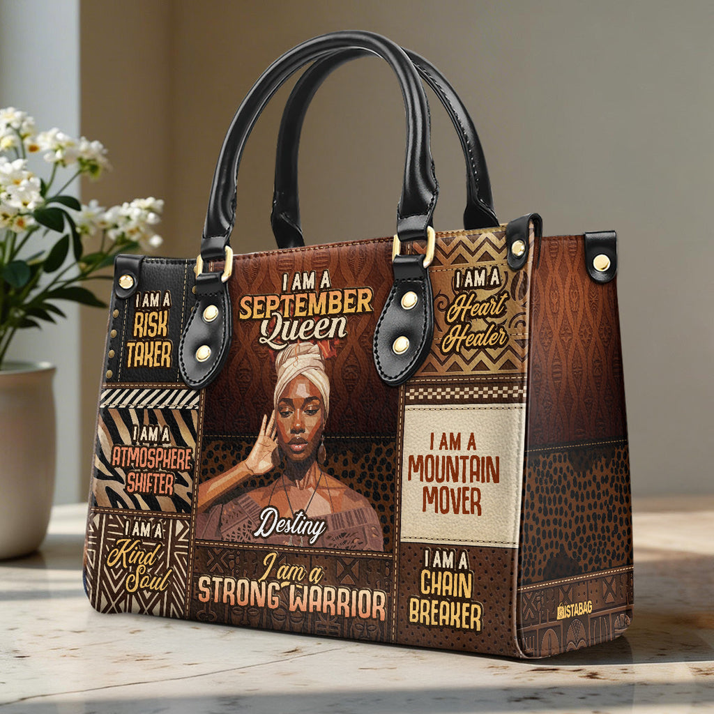 I Am A Black Queen - Personalized Leather Handbag