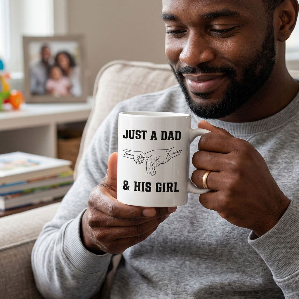 Custom Photo Pencil Sketch Portrait Dad Grandpa Family - Personalized Ceramic Coffee Mug