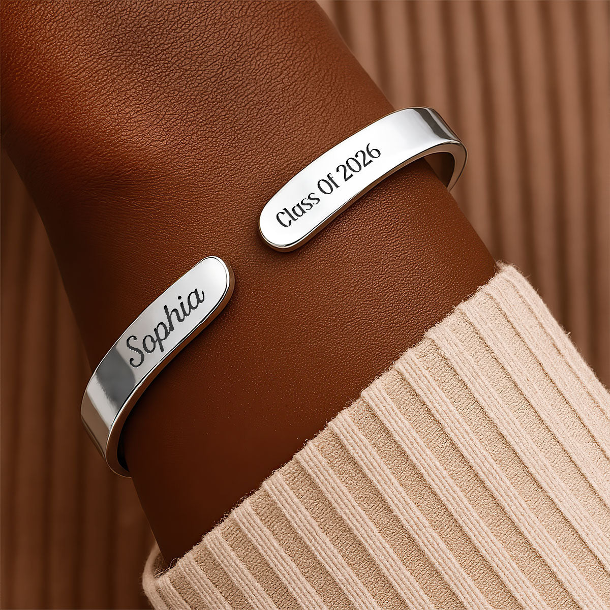 A Little Hug From Heaven - Personalized Cuff Bangle Bracelet With Box