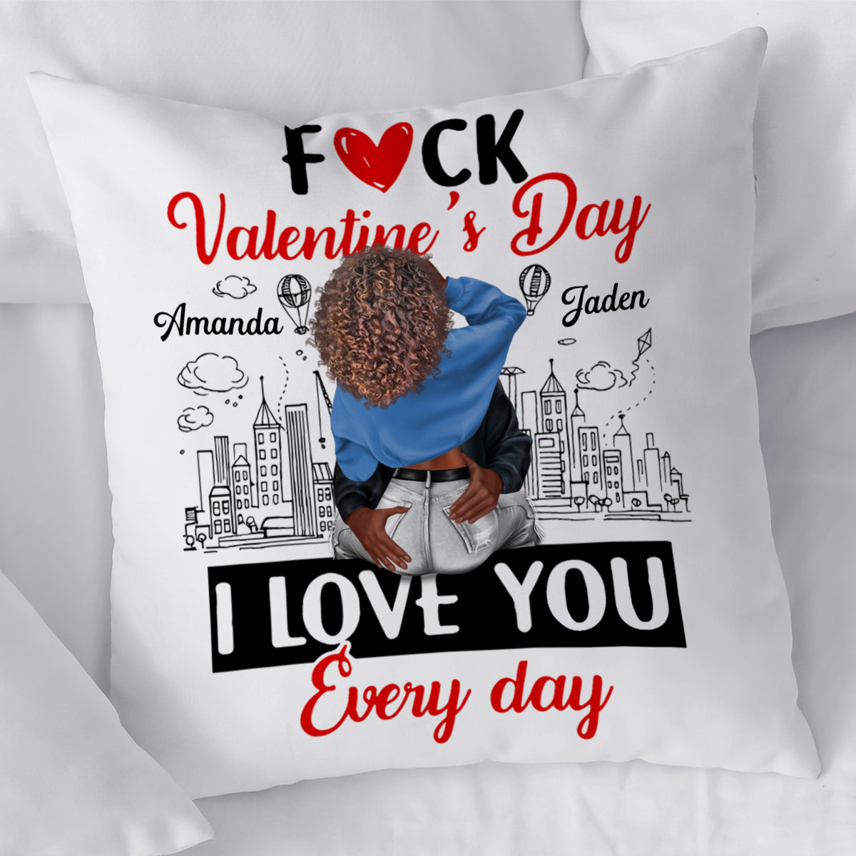 I Love You Every Day - Personalized Crystal Velvet Pillow