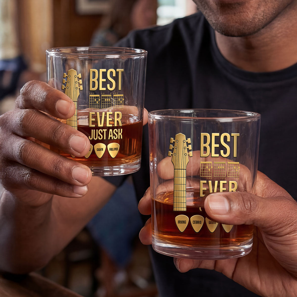 Music Dad - Personalized Round Whiskey Glass