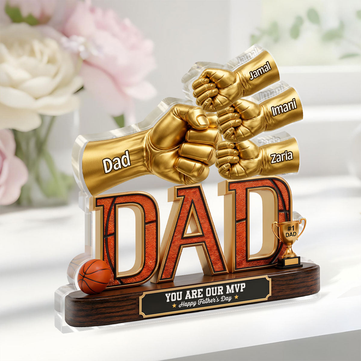 Basketball Dad Legend Daddy's Dream Team - Personalized Custom Shaped Acrylic Plaque