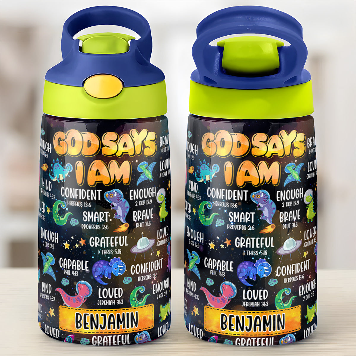 God Says I Am - Personalized Kid Water Bottle