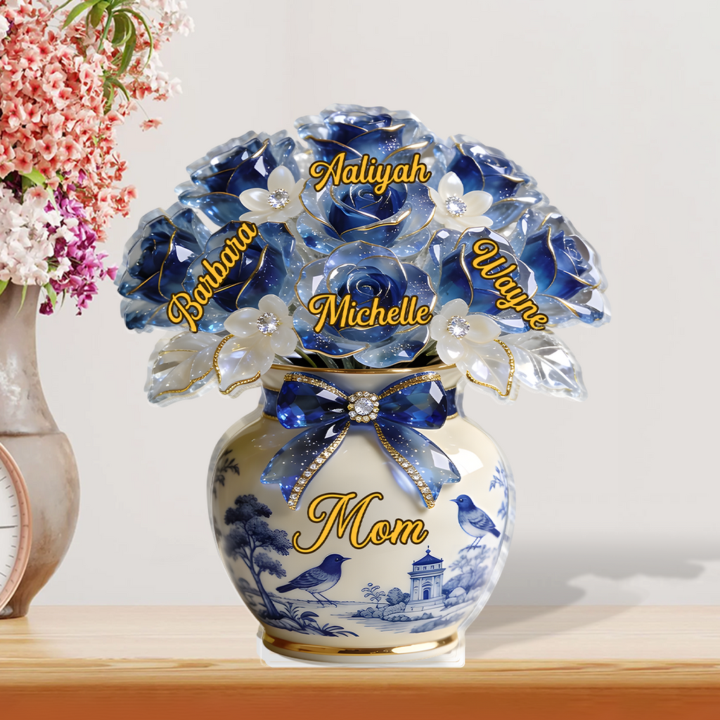 Toile De Jouy Flower Gift For Mom Grandma - Personalized Custom Shaped Acrylic Plaque