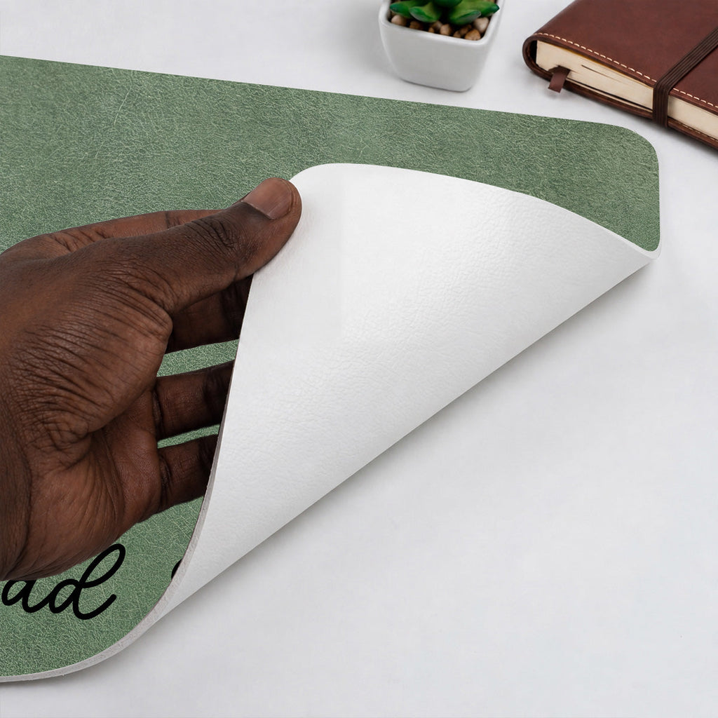 Custom Photo Pencil Sketch Best Dad Ever - Personalized Leather Desk Mat