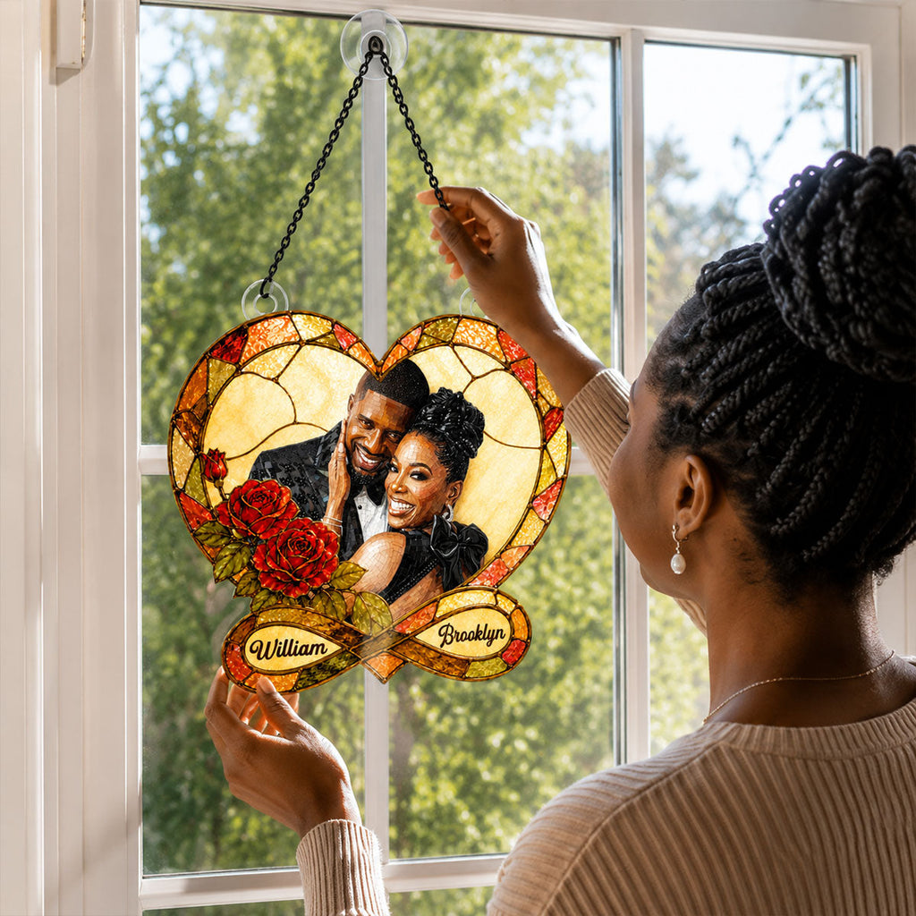 Custom Photo Stained Glass Infinity Love - Personalized Acrylic Suncatcher