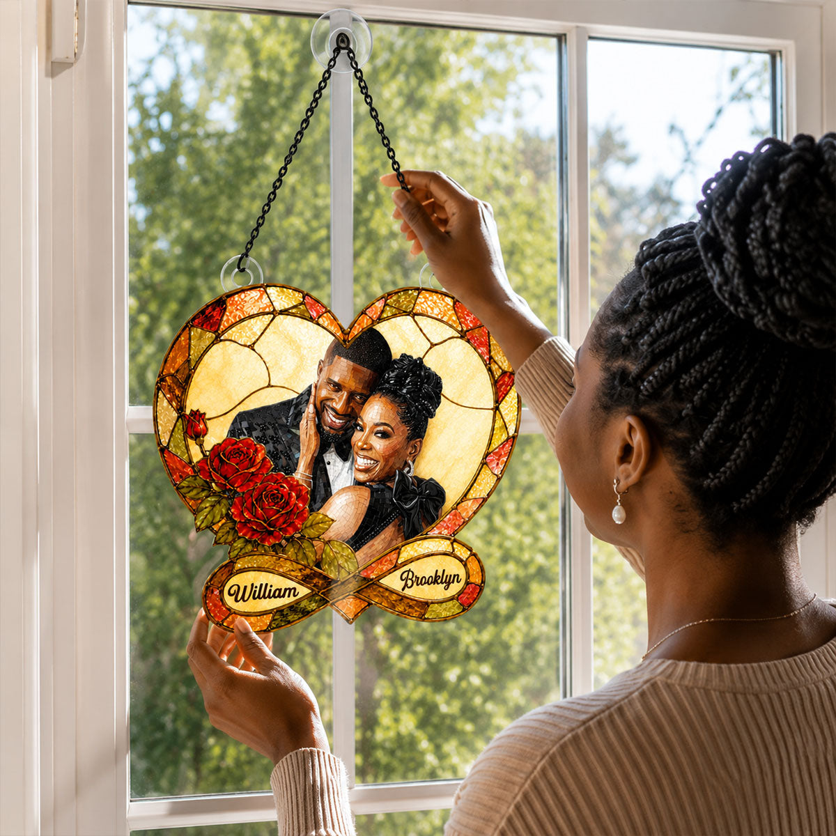 Custom Photo Stained Glass Infinity Love - Personalized Acrylic Suncatcher