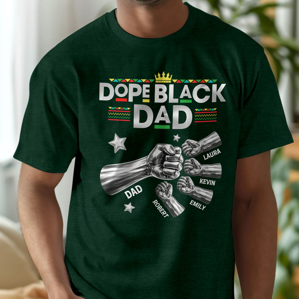 Dope Black Dad Fist Bump New Version Gift For Dad, Husband - Personalized 2D Unisex T-shirt