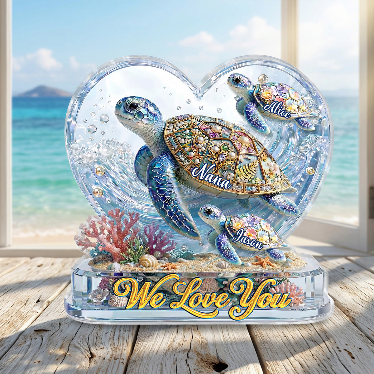 Grandma Mom Turtle - Personalized Custom Shaped Acrylic Plaque