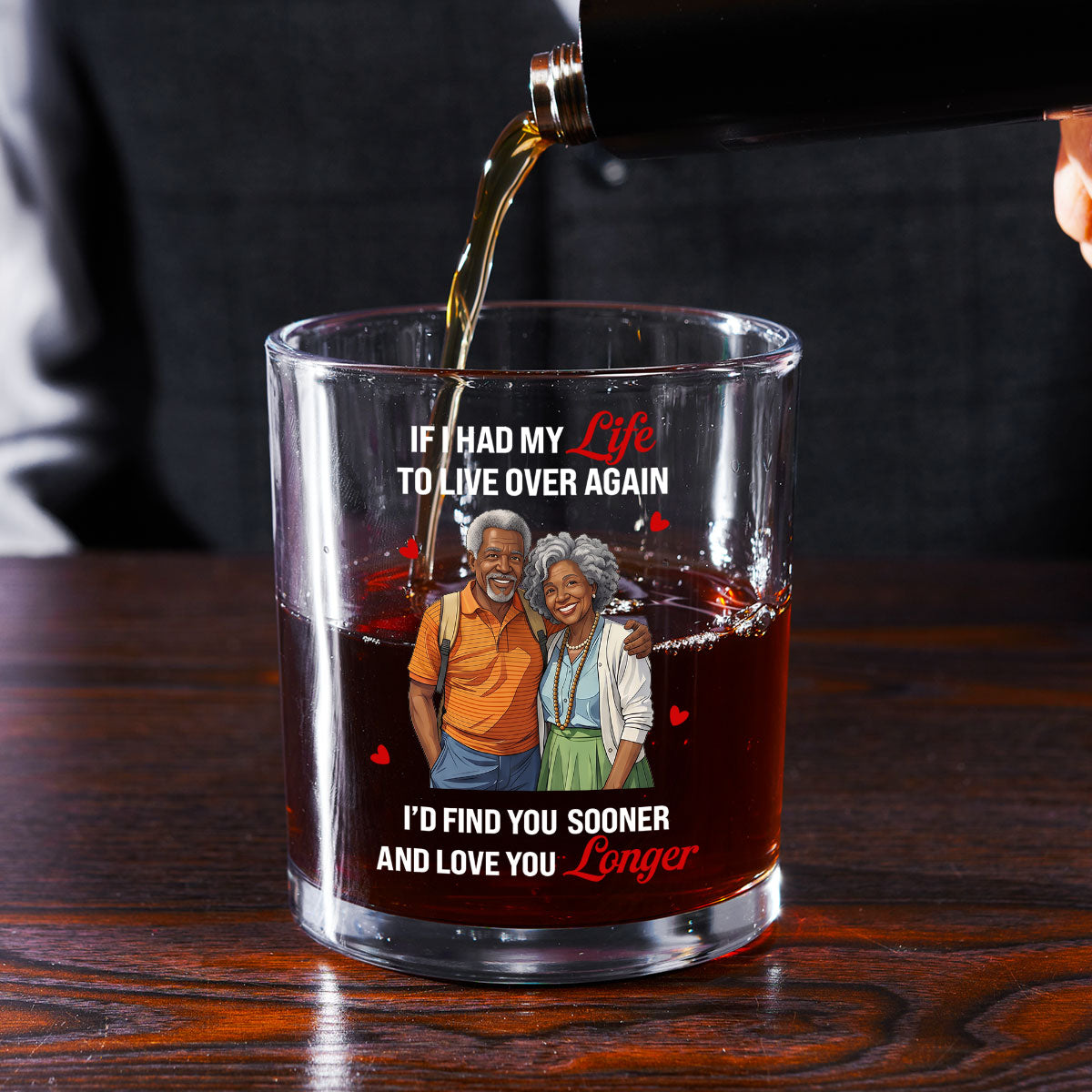 Love You Longer Gift For Husband And WIfe - Personalized Round Whiskey Glass