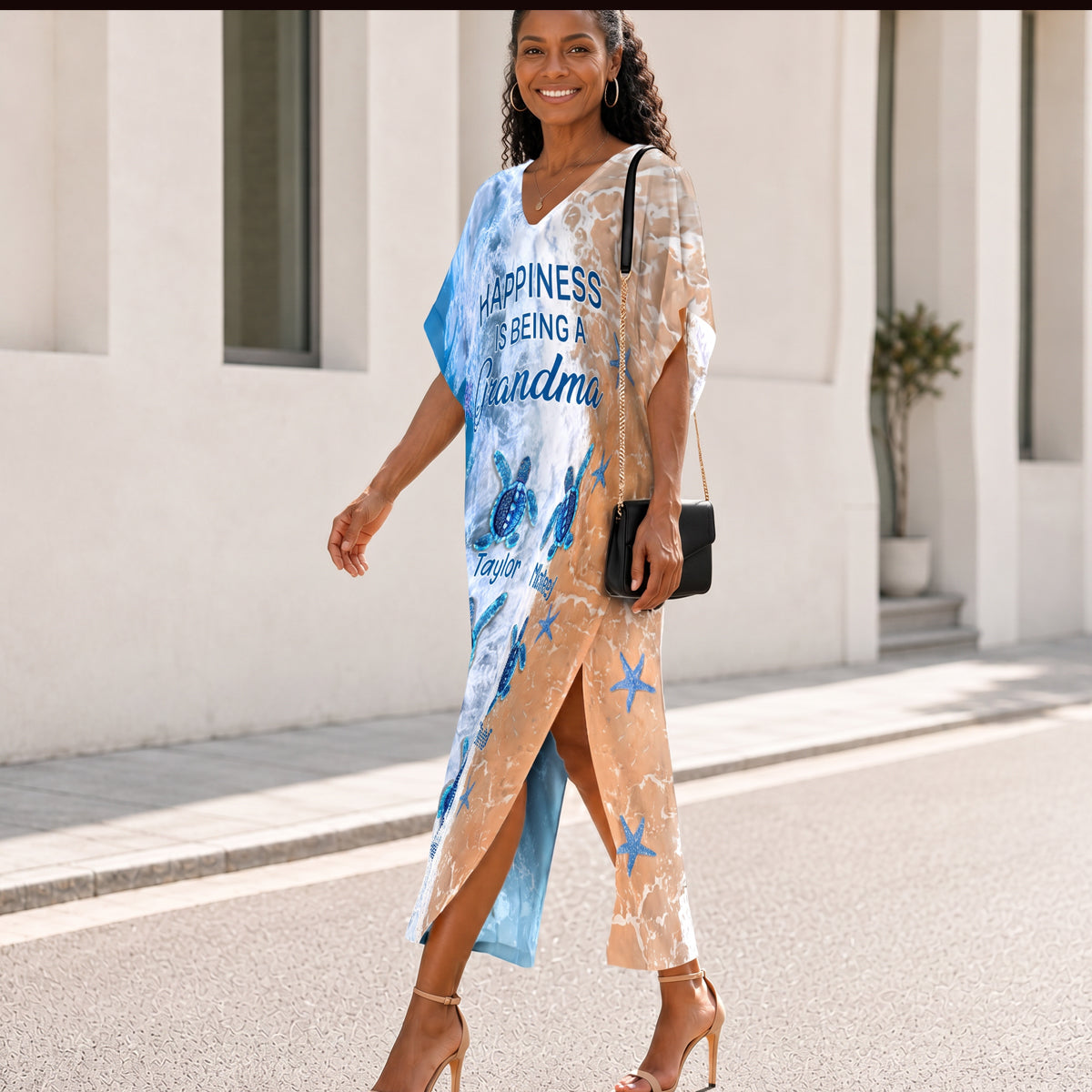 Happiness Is Being A Grandma - Personalized Kaftan Dress
