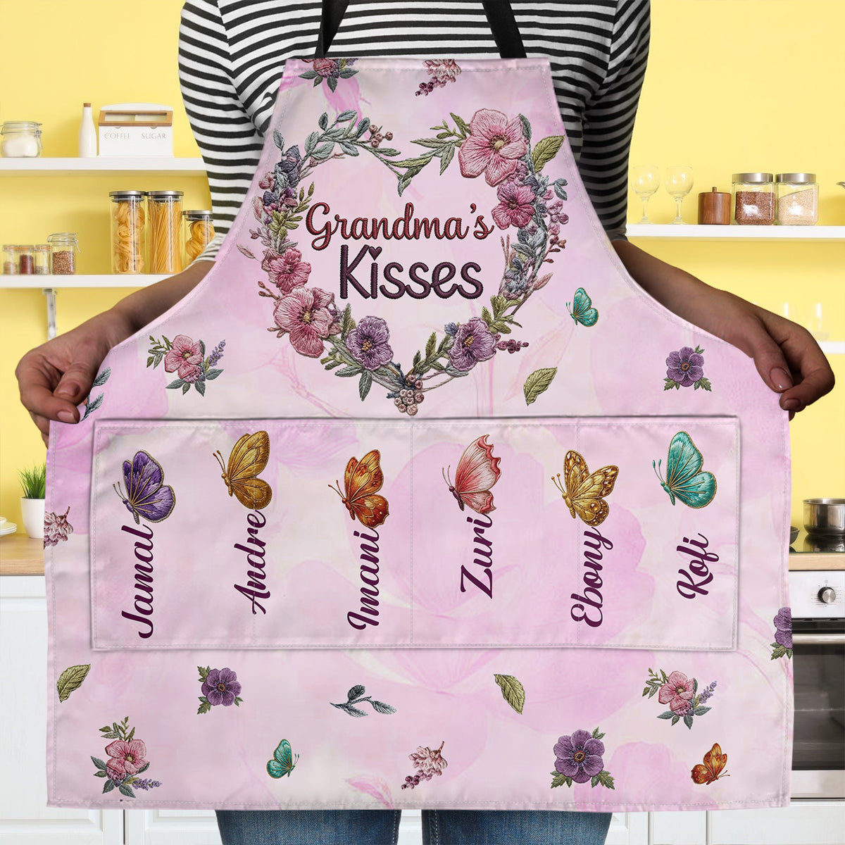 Grandma's Kisses - Personalized Apron With Pocket