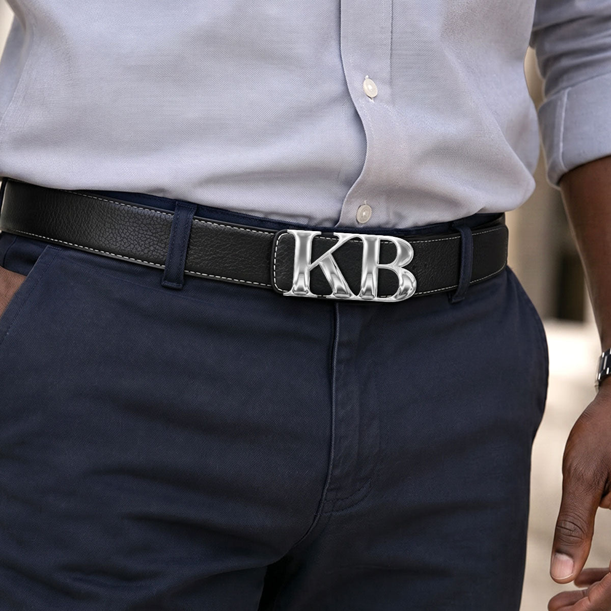 To The Best Dad, Husband, Grandpa Ever - Personalized Custom Letter Buckle