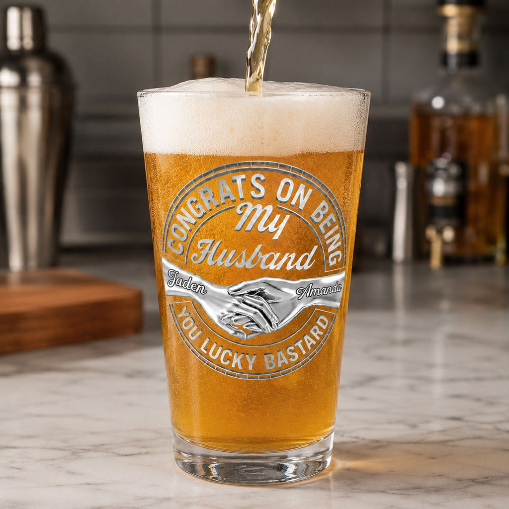Congrats On Being My Husband - Personalized Beer Glass