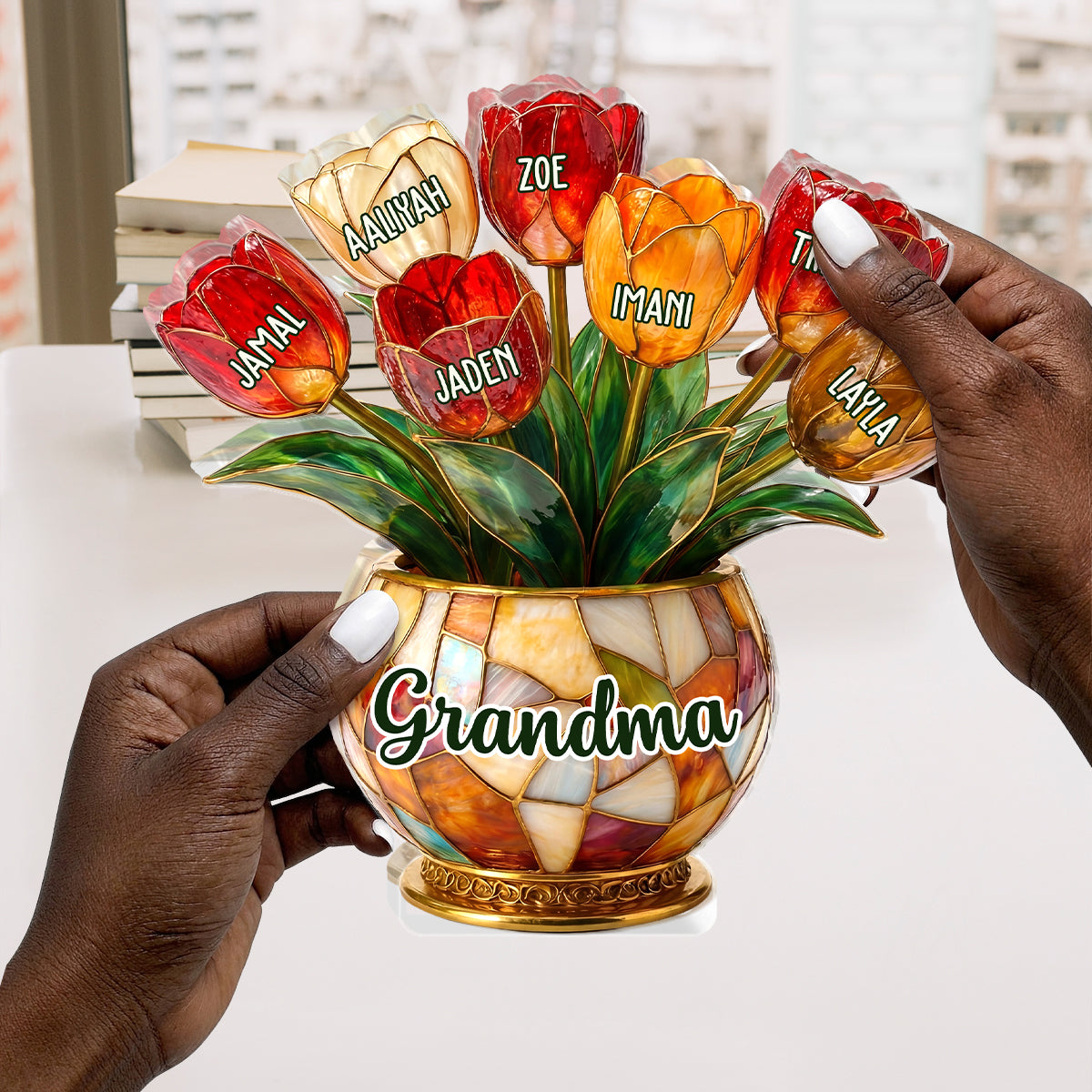 Grandma’s Blooming Love - Personalized Custom Shaped Acrylic Plaque