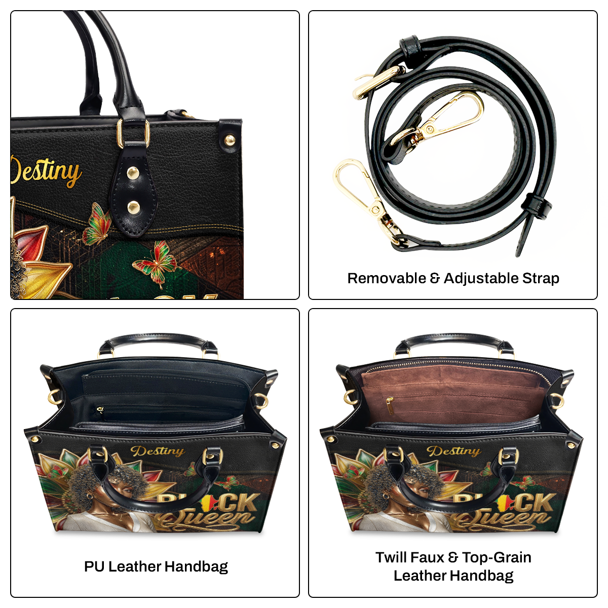 Black Queen Juneteenth Edition - Personalized Leather Handbag